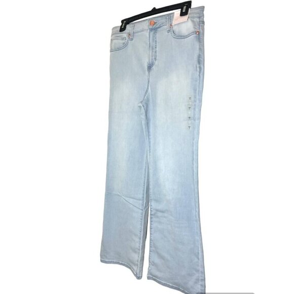 LC Lauren Conrad Womens High Rise Light Wash Flared Wide Leg Jeans Sz 14 New - Picture 6 of 7